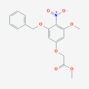 molecular formula C17H17NO7 B8423885 Methyl 3-benzyloxy-5-methoxy-4-nitrophenoxyacetate 