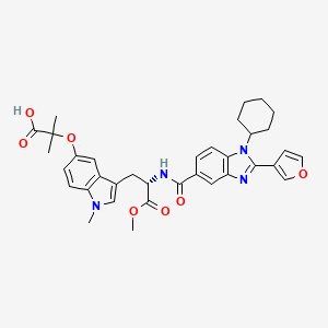molecular formula C35H38N4O7 B8423896 2-[3-[(2S)-2-[[1-cyclohexyl-2-(3-furyl)benzimidazole-5-carbonyl]amino]-3-methoxy-3-oxo-propyl]-1-methyl-indol-5-yl]oxy-2-methyl-propanoic acid 