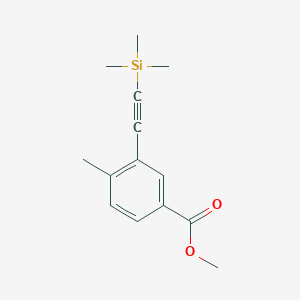 molecular formula C14H18O2Si B8423928 Methyl 4-methyl-3-[(trimethylsilyl)ethynyl]benzoate 