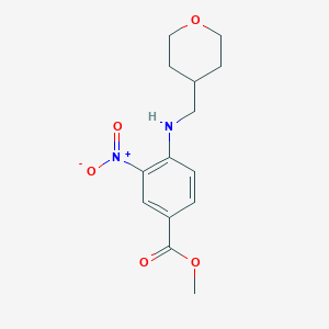 molecular formula C14H18N2O5 B8423949 Methyl 3-nitro-4-[(tetrahydro-2H-pyran-4-ylmethyl)amino]benzoate 