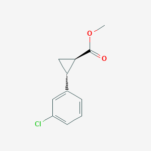 molecular formula C11H11ClO2 B8423961 trans-2-(3-Chlorophenyl)-cyclopropanecarboxylic acid methyl ester 