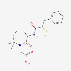 molecular formula C19H26N2O4S B8423975 2-[(6S)-2,2-dimethyl-7-oxo-6-[(3-phenyl-2-sulfanyl-propanoyl)amino]azepan-1-yl]acetic acid 