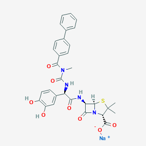 molecular formula C31H29N4NaO8S B008424 2-(3'-(4-Phenylphenylcarbonyl)-3'-methyl-1'-ureido)-2-(3,4-dihydroxyphenyl)acetamidopenicillanate CAS No. 106135-38-0