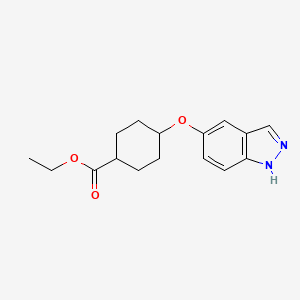 molecular formula C16H20N2O3 B8424606 ethyl 4-(1H-indazol-5-yloxy)cyclohexanecarboxylate 