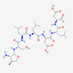molecular formula C34H59N7O12 B084251 (3S)-3-[[(2S)-2-[[(2S)-2-[[(2S)-2-[[(3S,4R)-3-amino-4-methyloxolan-2-yl]amino]-3-hydroxypropanoyl]amino]-4-methylpentanoyl]amino]-4-methylpentanoyl]amino]-4-[[(2S)-1-[[(2S)-1-carboxy-3-oxopropan-2-yl]amino]-4-methyl-1-oxopentan-2-yl]amino]-4-oxobutanoic acid CAS No. 12769-03-8