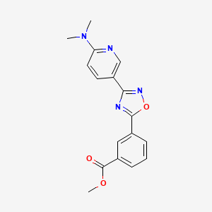 molecular formula C17H16N4O3 B8425136 Benzoic acid, 3-[3-[6-(dimethylamino)-3-pyridinyl]-1,2,4-oxadiazol-5-yl]-, methyl ester 