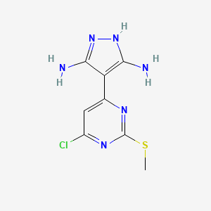molecular formula C8H9ClN6S B8425404 4-(6-chloro-2-(methylthio)pyrimidin-4-yl)-1H-pyrazole-3,5-diamine 