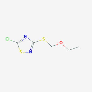 molecular formula C5H7ClN2OS2 B8425475 5-Chloro-3-ethoxymethylthio-1,2,4-thiadiazole 