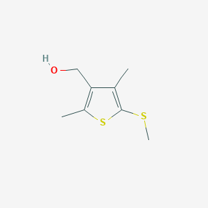 molecular formula C8H12OS2 B8425495 2,4-Dimethyl-3-hydroxymethyl-5-(methylthio)thiophene 