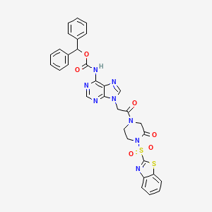 molecular formula C32H26N8O6S2 B8425582 Benzhydryl (9-(2-(4-(benzo[d]thiazol-2-ylsulfonyl)-3-oxopiperazin-1-yl)-2-oxoethyl)-9H-purin-6-yl)carbamate 