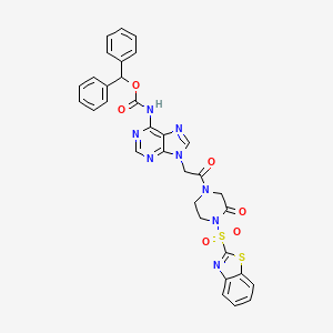 1-(Benzothiazole-2-sulfonyl)-4-{[6-N-(benzhydryloxycarbonyl)-adenine-9-yl]-acetyl}-piperazin-2-one