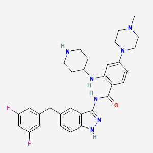 molecular formula C31H35F2N7O B8425703 N-(5-(3,5-difluorobenzyl)-1H-indazol-3-yl)-4-(4-methylpiperazin-1-yl)-2-(piperidin-4-ylamino)benzamide 