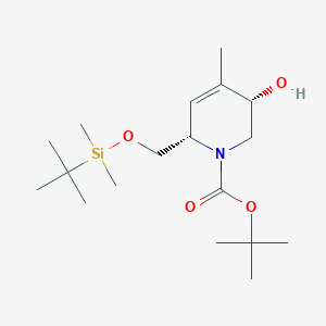 molecular formula C18H35NO4Si B8426654 tert-Butyl(3S,6S)-6-{[(tert-butyldimethylsilyl)oxy]methyl}-3-hydroxy-4-methyl-1,2,3,6-tetrahydropyridine-1-carboxylate 