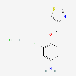 molecular formula C10H10Cl2N2OS B8426789 3-Chloro-4-(thiazol-4-ylmethoxy)-phenylamine hydrochloride 
