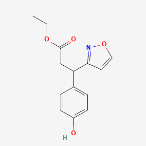 molecular formula C14H15NO4 B8426845 Ethyl 3-(4-hydroxyphenyl)-3-(isoxazol-3-yl)propanoate 