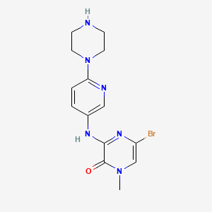 molecular formula C14H17BrN6O B8427339 5-Bromo-1-methyl-3-(6-(piperazin-1-yl)pyridin-3-ylamino)-pyrazin-2(1H)-one 