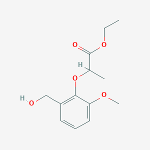 molecular formula C13H18O5 B8427398 Ethyl 2-(2-hydroxymethyl-6-methoxyphenoxy)propionate 