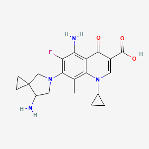 molecular formula C20H23FN4O3 B8427614 1,4-Dihydro-5-amino-1-cyclopropyl-6-fluoro-8-methyl-7-(7-amino-5-azaspiro[2.4]heptan-5-yl)-4-oxoquinoline-3-carboxylic acid 