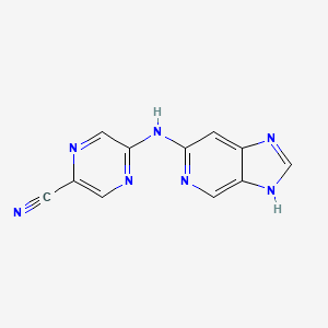 molecular formula C11H7N7 B8427767 5-(1H-imidazo[4,5-c]pyridin-6-ylamino)pyrazine-2-carbonitrile 