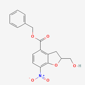 molecular formula C17H15NO6 B8428583 Benzyl 2-(hydroxymethyl)-7-nitro-2,3-dihydrobenzofuran-4-carboxylate 