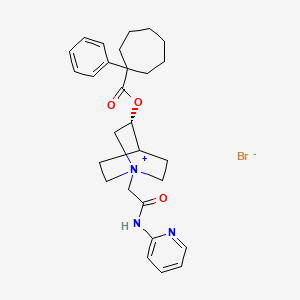 (R)-1-(2-Oxo-2-(pyridin-2-ylamino)ethyl)-3-((1-phenylcycloheptane-1-carbonyl)oxy)quinuclidin-1-ium bromide