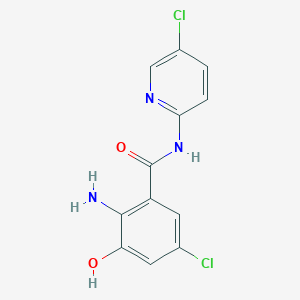 molecular formula C12H9Cl2N3O2 B8429066 2-amino-5-chloro-N-(5-chloro-2-pyridyl)-3-hydroxybenzamide 