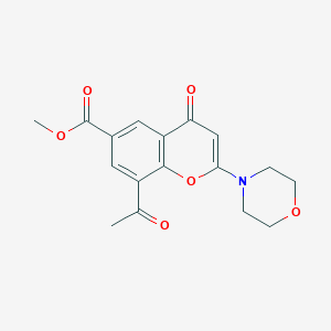 molecular formula C17H17NO6 B8429329 methyl 8-acetyl-2-morpholino-4-oxo-4H-chromene-6-carboxylate 