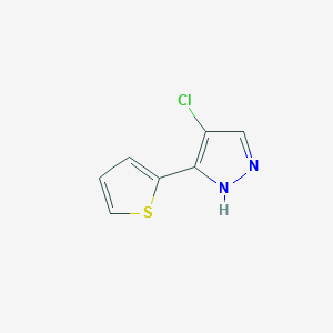 molecular formula C7H5ClN2S B8429552 4-Chloro-3-thiophen-2-yl-1H-pyrazole 