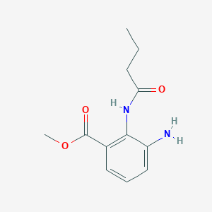 molecular formula C12H16N2O3 B8429704 Methyl 3-amino-2-butyramidobenzoate 