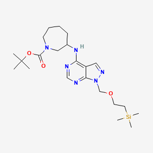 molecular formula C22H38N6O3Si B8429966 Tert-butyl 3-(1-((2-(trimethylsilyl)ethoxy)methyl)-1H-pyrazolo[3,4-d]pyrimidin-4-ylamino)azepane-1-carboxylate 