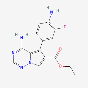Ethyl 4-amino-5-(4-amino-3-fluorophenyl)pyrrolo[2,1-f][1,2,4]triazine-6-carboxylate