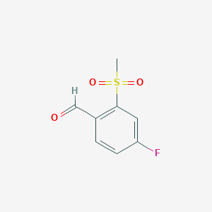 molecular formula C8H7FO3S B8430393 4-Fluoro-2-methylsulfonylbenzaldehyde 