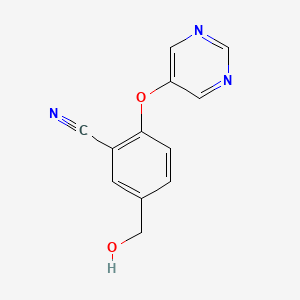 molecular formula C12H9N3O2 B8430538 5-(Hydroxymethyl)-2-(pyrimidin-5-yloxy)benzonitrile 