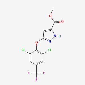 molecular formula C12H7Cl2F3N2O3 B8430610 Methyl 3-(2,6-dichloro-4-trifluoromethylphenyloxy)pyrazole-5-carboxylate 