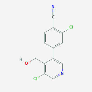 molecular formula C13H8Cl2N2O B8431358 2-Chloro-4-(5-chloro-4-hydroxymethyl-pyridin-3-yl)-benzonitrile 
