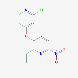 molecular formula C12H10ClN3O3 B8432354 3-((2-Chloropyridin-4-yl)oxy)-2-ethyl-6-nitropyridine 
