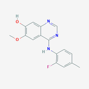 molecular formula C16H14FN3O2 B8432356 4-(2-Fluoro-4-methylanilino)-7-hydroxy-6-methoxyquinazoline 