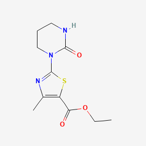 molecular formula C11H15N3O3S B8432744 ethyl 4-methyl-2-(2-oxotetrahydropyrimidin-1(2H)-yl)thiazole-5-carboxylate 