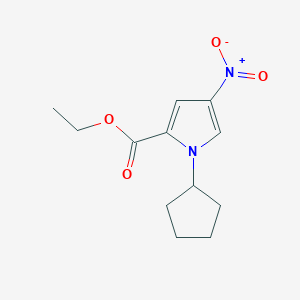 molecular formula C12H16N2O4 B8432858 Ethyl 1-cyclopentyl-4-nitro-1H-pyrrole-2-carboxylate 