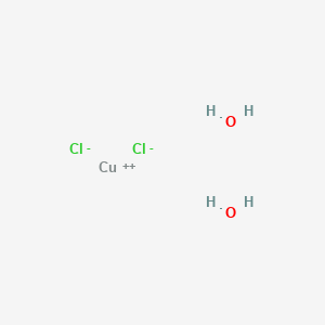 molecular formula Cl2CuH4O2 B084336 Copper(II) chloride, dihydrate (1:2:2) CAS No. 13933-17-0