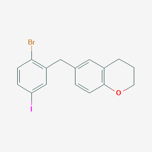 molecular formula C16H14BrIO B8434005 6-(2-Bromo-5-iodo-benzyl)-chroman 