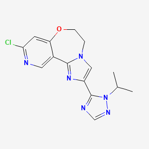 molecular formula C15H15ClN6O B8434112 9-chloro-2-(1-isopropyl-1H-1,2,4-triazol-5-yl)-5,6-dihydroimidazo[1,2-d]pyrido[3,4-f][1,4]oxazepine 