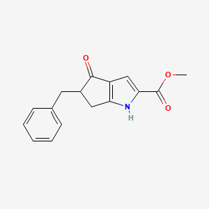 molecular formula C16H15NO3 B8434487 Methyl 5-benzyl-4-oxo-1,4,5,6-tetrahydrocyclopenta[b]pyrrole-2-carboxylate 