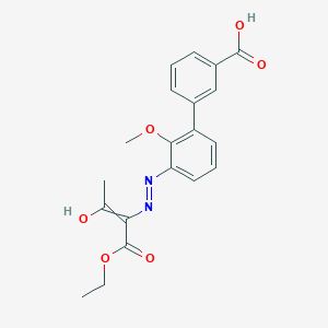 (Z)-3'-(2-(1-ethoxy-1,3-dioxobutan-2-ylidene)hydrazinyl)-2'-methoxy-[1,1'-biphenyl]-3-carboxylic acid