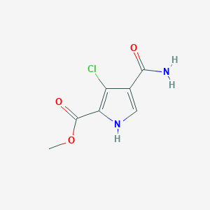 molecular formula C7H7ClN2O3 B8435027 methyl 4-(aminocarbonyl)-3-chloro-1H-pyrrole-2-carboxylate 