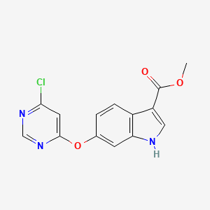 molecular formula C14H10ClN3O3 B8435104 methyl 6-(6-chloropyrimidin-4-yloxy)-1H-indole-3-carboxylate 