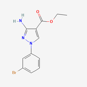 molecular formula C12H12BrN3O2 B8435219 Ethyl 3-amino-1-(3-bromophenyl)-1H-pyrazole-4-carboxylate 
