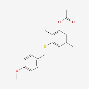 3-((4-Methoxybenzyl)sulfanyl)-2,5-dimethylphenyl acetate