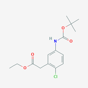 molecular formula C15H20ClNO4 B8436042 Ethyl (2-chloro-5-(boc-amino)phenyl)acetate 