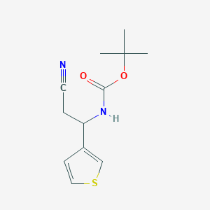 molecular formula C12H16N2O2S B8436054 Tert-butyl 2-cyano-1-(thiophen-3-yl)ethylcarbamate 
